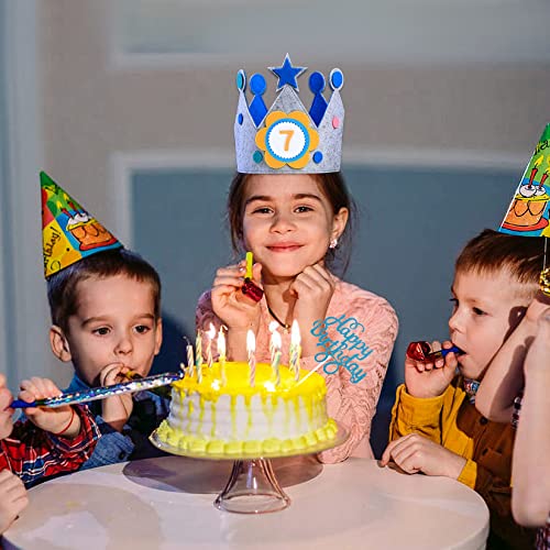Blue Felt Children's Birthday Crown with Reusable Numbers - Party & Celebration