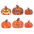 Vivid Medium Wooden Pumpkin Decorations Set for Halloween & Thanksgiving - Double-Sided Table Decor, 3 Pieces