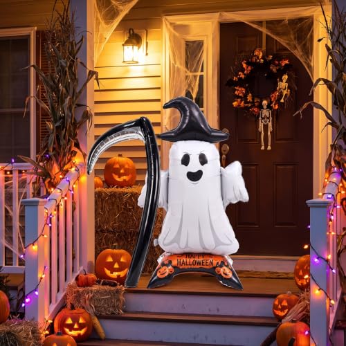 Halloween Ghost Balloon with Sickle - Large Self-Standing Party Decoration