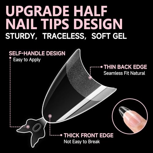 Acrylic Nail Tips Set 312 Pieces Almond Shape False Nails with Nail Glue - Long Lasting DIY Manicure