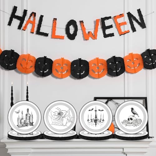 60pcs Halloween Gothic Paper Disposable Plates 9 Inch Spooky Party Tableware