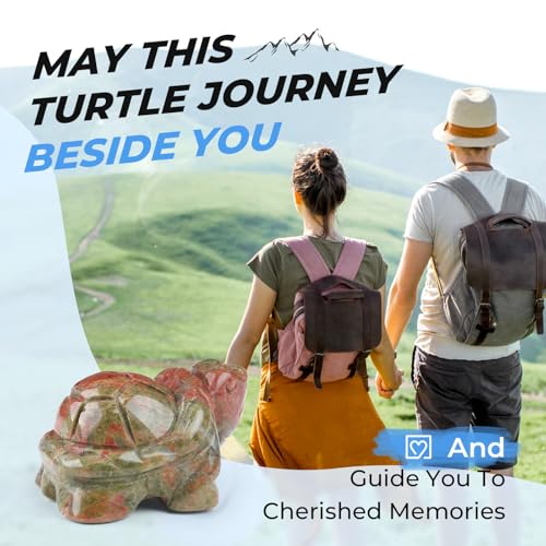 Sea Turtle Gift for Women Carved Figurine Unakite Healing Stone - Green Variation