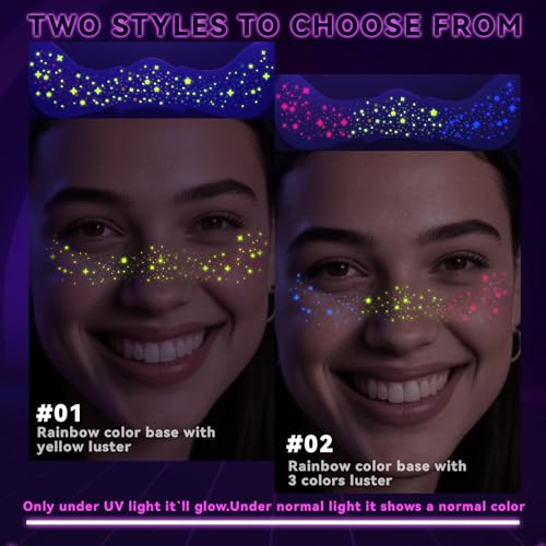 Rainbow UV Glow Freckles Tattoo Set A for Party & Night Events