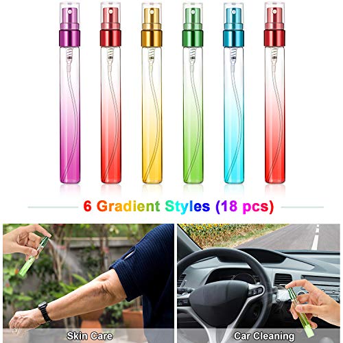 Skiennix Mini Travel Perfume Spray Bottles - 10ml Colorful Glass Atomizers | Refillable Fine Mist Sprayers - 6 Gradient Colors