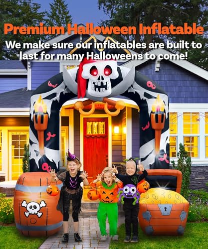 9.5FT Pirate Skull Archway Inflatable Halloween Outdoor Decoration - Skull & Lights