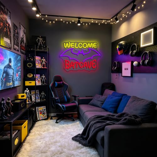 Bat Cave Neon Sign - Dimmable USB Powered Wall Light for Man Cave, Living Room, Bar, Party, Yard, Home Decor - Variation: Bat