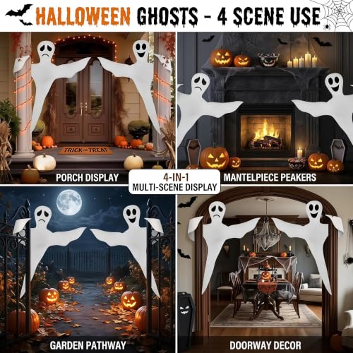Outdoor Flying Ghost Decorations Set - 53 Inch Bendable White Ghost for Yard, Tree Wrap Halloween Decor - 2PCS