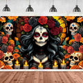 Day of the Dead Banner Decorations Sugar Skull Marigolds Mexican Altars - 71x43 Inch