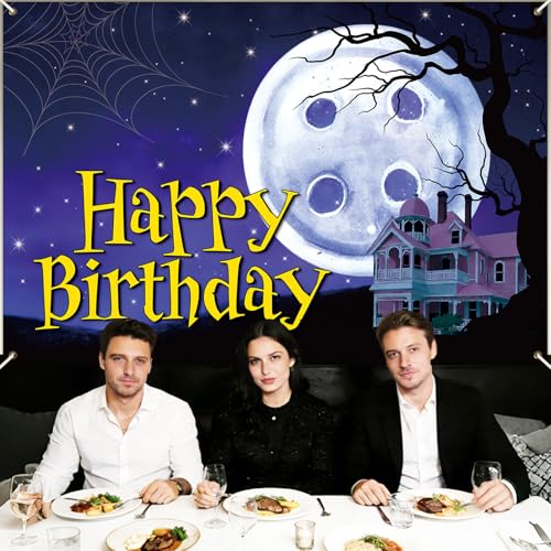 Large Button Eye Birthday Banner Backdrop - Halloween Horror Cartoon Party Decor