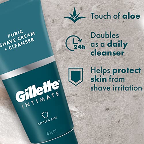 Gillette Intimate 2-in-1 Pubic Shave Cream & Cleanser - 6 Oz, Gentle & Paraben-Free