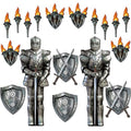 Medieval Party Decorations Set - 20 Pieces Knight Shields Torches & Armor