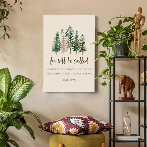 Christian Christmas Wall Art Decor - Isaiah 9:6 Framed Canvas Painting - Variation: Christmas-2 / 16x24 Inch