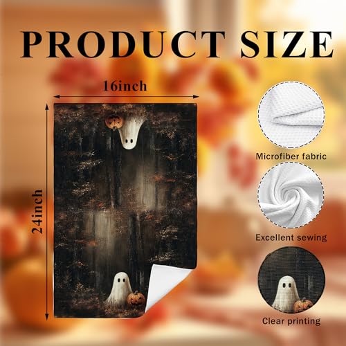Halloween Spooky Ghost Kitchen Hand Towels - 04 Color Variation 16x24 Inch