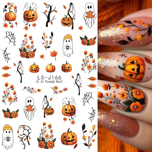 Halloween Nail Art Stickers Decals 3D Pumpkin Ghost Skull Bat Set - Style2