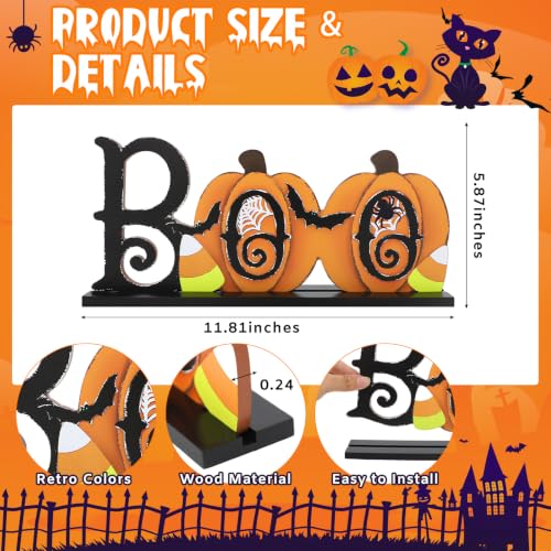 Halloween BOO Wooden Table Sign Decoration for Mantel Shelf Desk - Pumpkin BOO Variation
