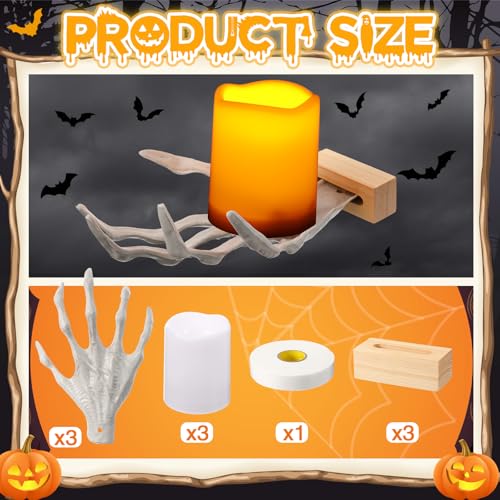 Halloween Wall Decorations Creepy Witch Reaching Hands with Lighted Candles - Gothic Indoor Outdoor Party Decor