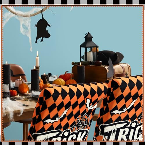 Halloween Chair Covers 6-Pack Spooky Ghost Skeleton Pumpkin Bat Witch Decor