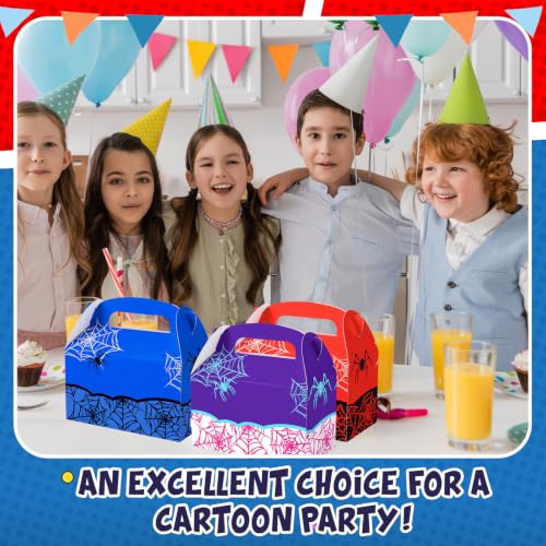 12 Pack Spider Party Gift Boxes - Multicolor Web Design for Birthday