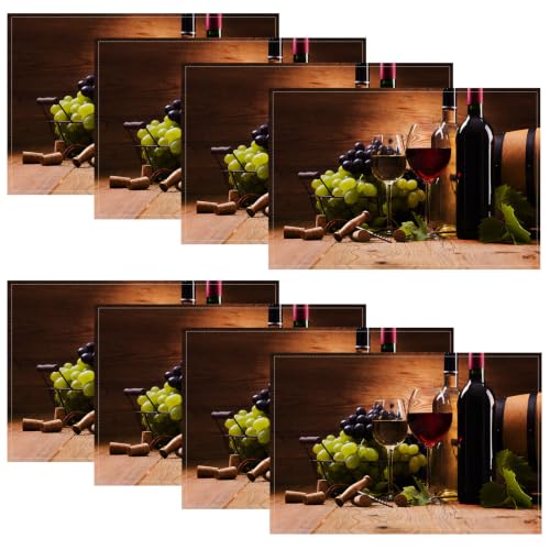 12x18 Inch Wine Placemats Set of 8 Waterproof Heat-Resistant Linen Dining Mats