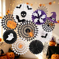 Halloween Paper Fan Decorations with Spider Web Ghost Bats Skeleton - Indoor Wall Decor - Variation of THIS listing