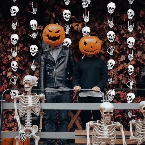 Halloween Skull Garland Skeleton Party Decorations 6 Pcs - Spooky Banners for Haunted House & Gothic Events