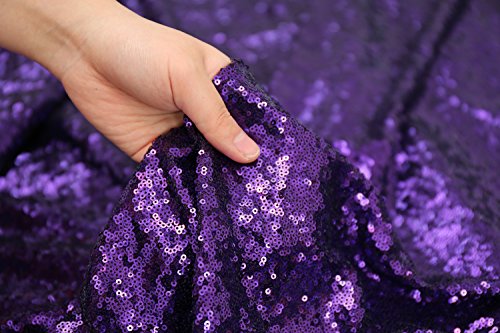PartyDelight Purple Sequin Tablecloth 70x70 Inch Square - Festive Event Decor