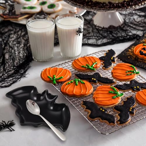 Bat Shaped Ceramic Spoon Rest - Gothic Kitchen Counter Decor, Black