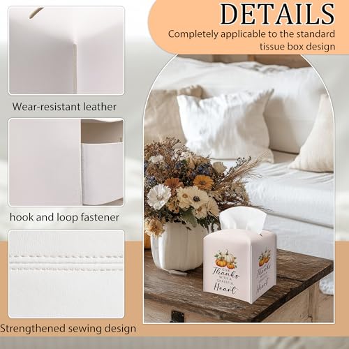 Beige Pumpkin Maple Leaf Tissue Box Cover for Fall Thanksgiving Home Decor