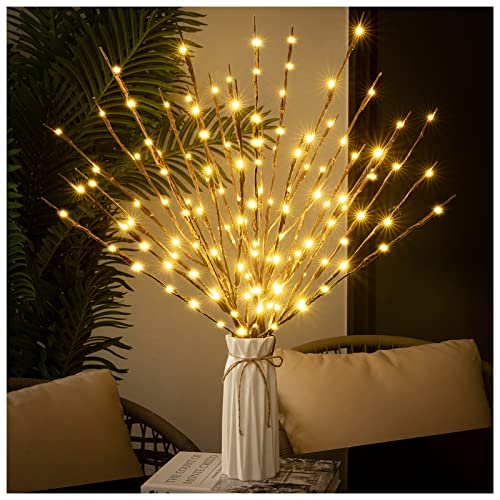 2 Pack LED Lighted Branches - Battery Operated Willow Tree Lights, Warm White