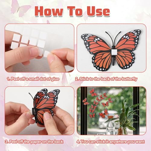 24PCS 3D Monarch Butterfly Wall Decor Set - Realistic Butterfly Decorations for Home & Party