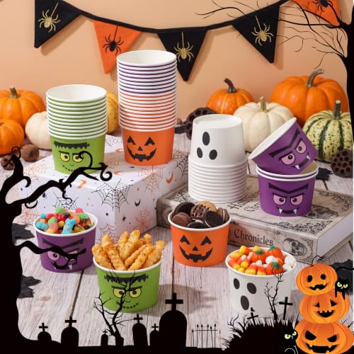 Halloween Grimace Snack Bowls - 100 Disposable Paper Ghost Candy Cups, 9oz - Variation of THIS listing