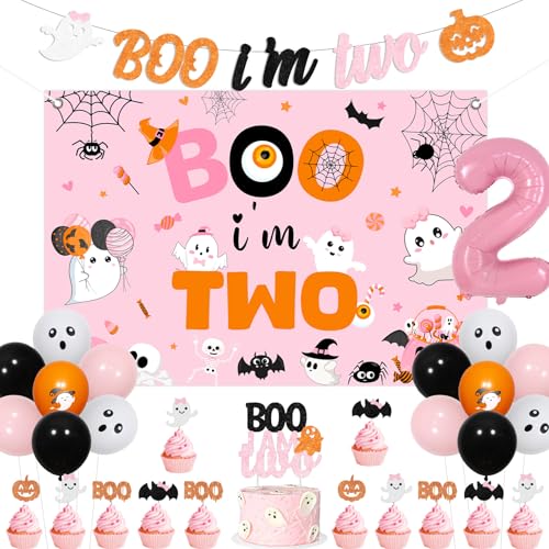 Halloween 2nd Birthday Decorations Girl Pink & Orange Party Supplies Set