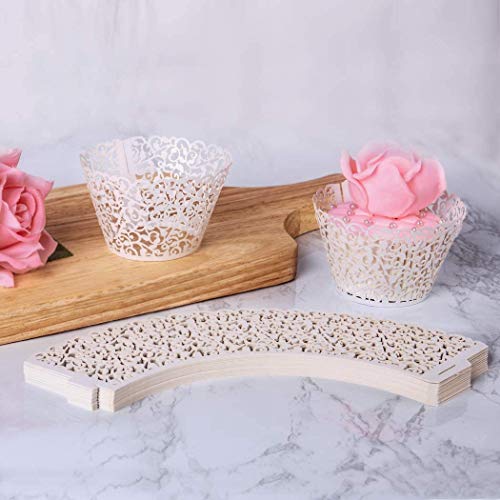 Pink Lace Hollow Out Cupcake Wrappers 50pcs for Wedding & Party Decorations