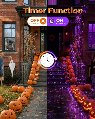 Halloween Fairy Lights Plug-in String Lights - Orange & Purple, 200 LEDs