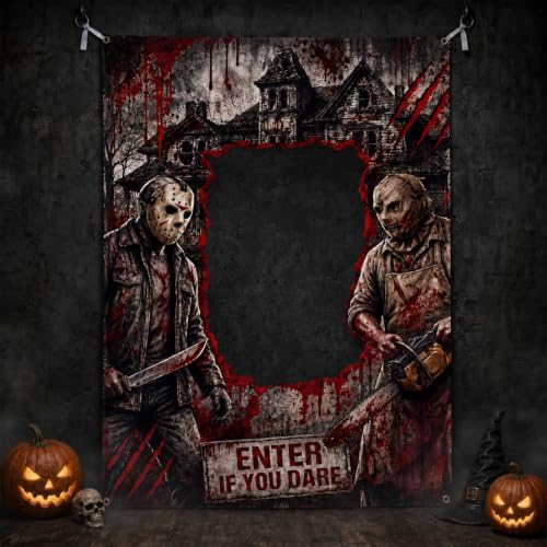 Chainsaw Killer Photo Booth Backdrop Halloween Horror Party Decoration - Variation of Chainsaw Killer Photo Booth