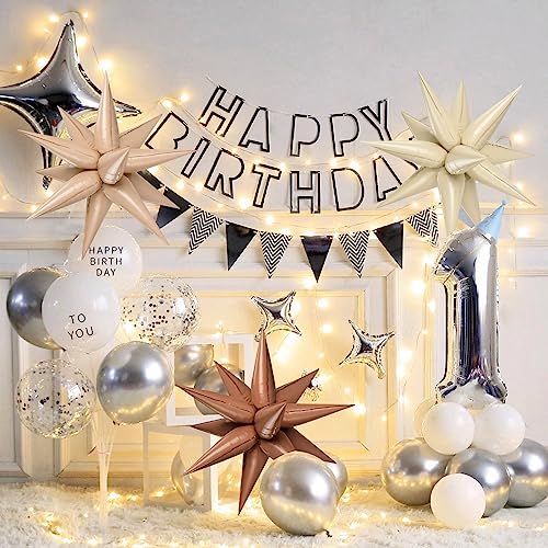 Chocolate & Caramel Star Foil Balloons 36PCS - Reusable Party Decorations
