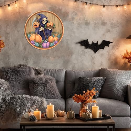 Halloween Wall Decor Poster Set - Pumpkins Witch Horror 12x12 Inch