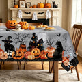 Fall Pumpkin Plaid Cat Bat Tree Rectangle Table Cloth 60x84 Inch