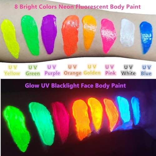 Neon Blue Body Paint Washable UV Blacklight Face & Body Makeup for Cosplay & Festivals - 70ml