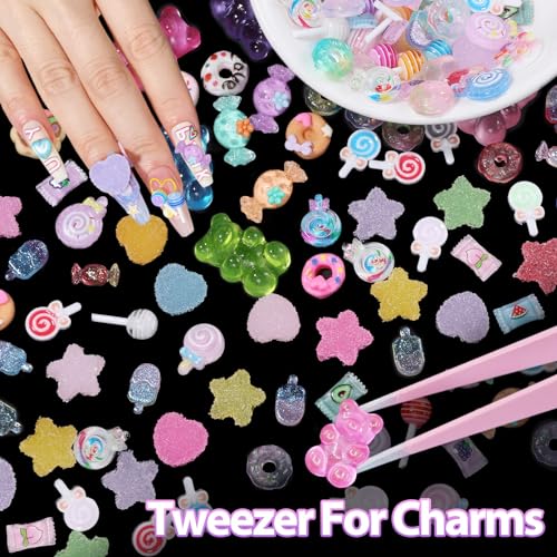3D Acrylic Candy Nail Charms Set - Multicolor Lollipop Sweet Nail Art Decorations