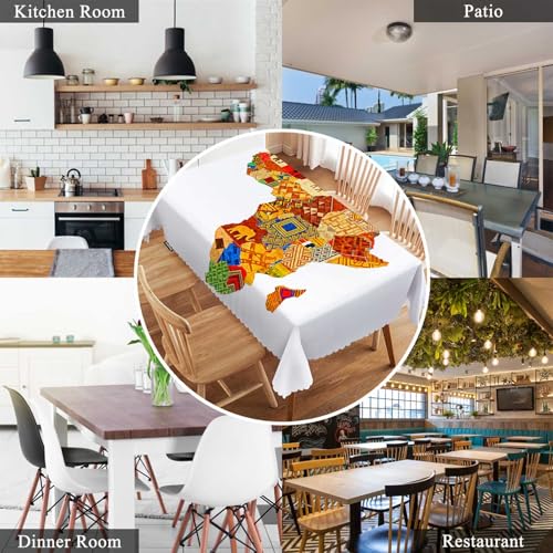 Africa Map Tablecloth 52x70 Inch Rectangular Polyester Table Cover for Indoor Outdoor Dining