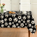 Soccer World Cup Tablecloth 60x84 Inch Rectangular Black - Football Theme Decor