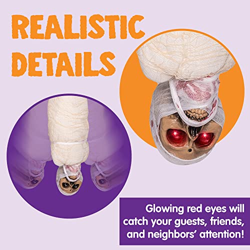 Halloween Hanging Corpse Decoration with LED Eyes & Sound 35" Spooky Prop