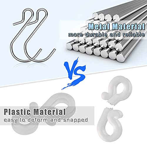 Heavy Duty Metal S Hook Set - 60 Pcs Weatherproof Light & Ornament Clips with Variation of 60 Pcs Pack of 2