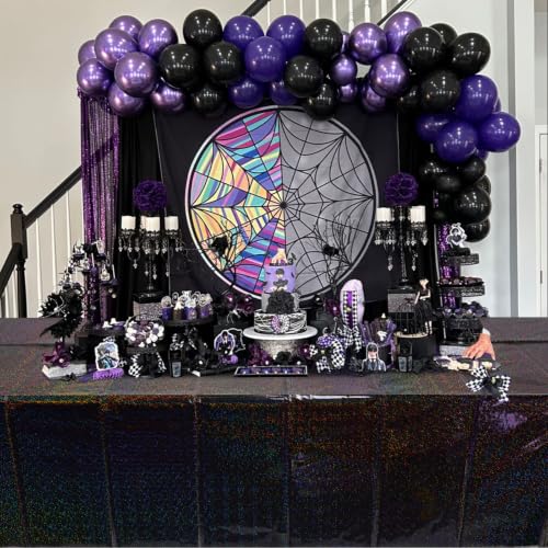 Black Iridescent Plastic Tablecloths - 6 Pack, 54x108 Inch Rectangular Party Covers