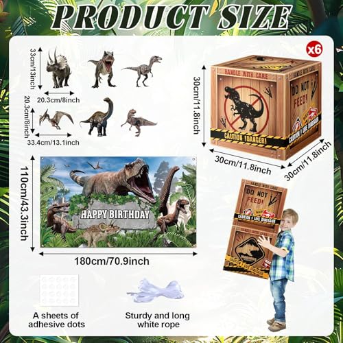Dinosaur Party Decorations Set with Backdrop Banner and Table Centerpieces