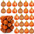 Orange Pumpkin Christmas Tree Ornaments Set of 24 - Fall & Thanksgiving Decor