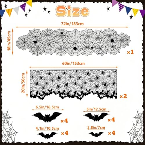 Heyigrow 19 Pcs Spider Web Halloween Decorations Set with Bat Variations