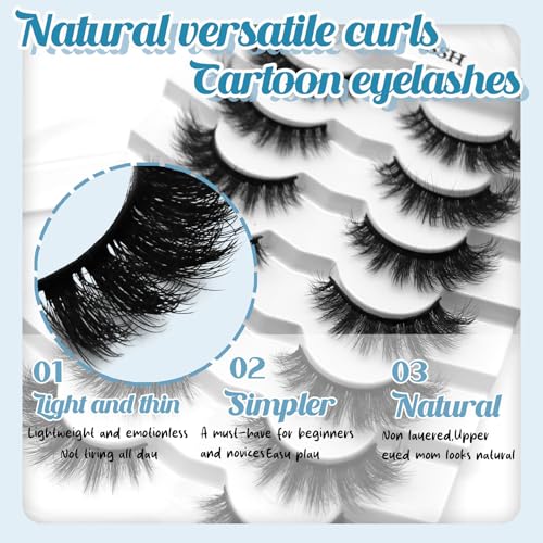 False Eyelashes 3D Fluffy Wispy Natural Look - 14 Pairs, Short D Curl, Russian Strip - O-3D623