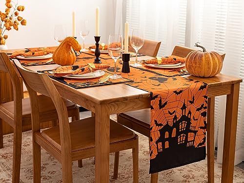 Halloween Silhouettes Table Runner - 14 x 72 Inch Spooky Table Decor